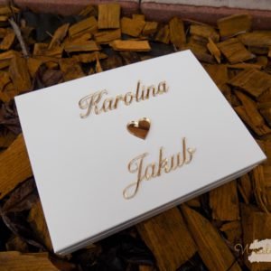 Pudełko na obrączki Lustrzany napis + poduszeczki
