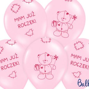 Balony 30cm Miś - mam już..., Pastel Pink