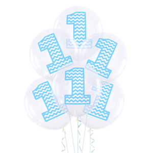 Balony transparentne 12cali z nadrukiem jedynką dla chłopca