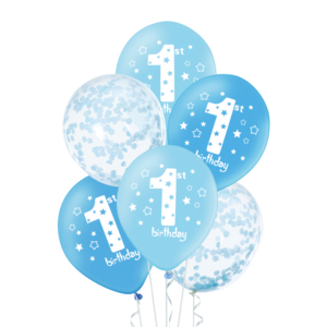 Balony Roczek niebieskie 12cali 6szt | Balony lateksowe