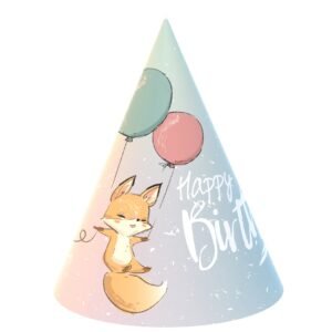 Czapeczki papierowe Kolekcja Happy Birthday - lisek, 6 szt.
